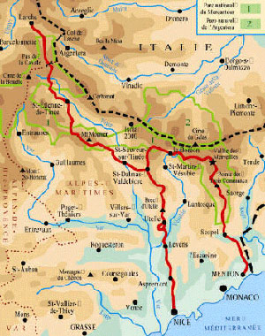 carte du GR5 Tinée Vésubie Vallée des Merveilles Parc national du Mercantour