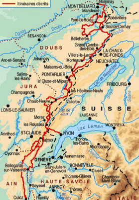 carte Traversée du jura