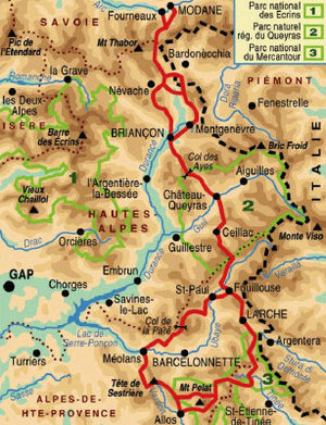carte du GR5 traversée des Alpes